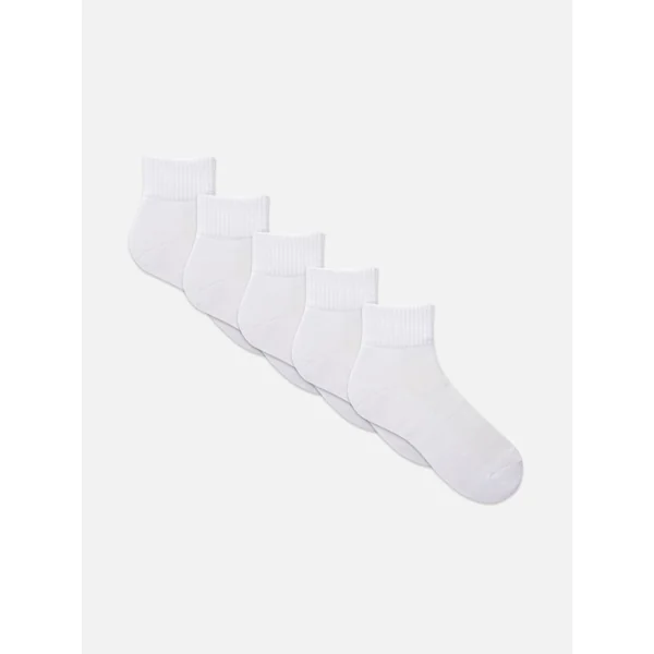 5-Pack Quarter Crew Socks - White