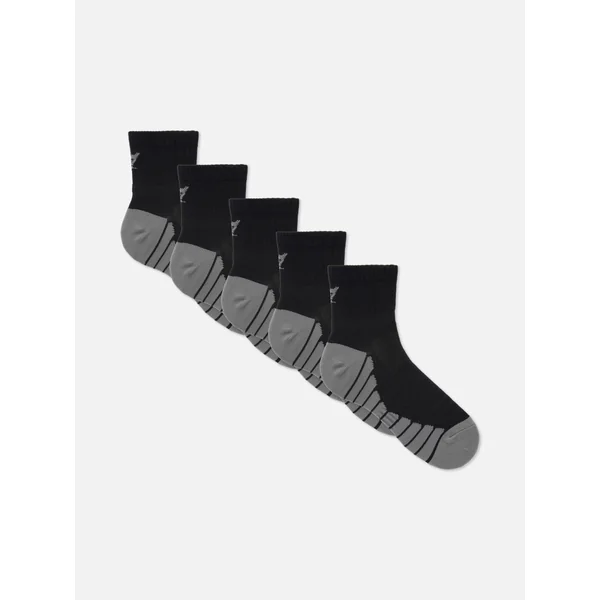 5-Pack Quarter Crew Sports Socks - Black
