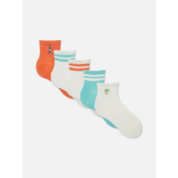 5-Pack Ribbed Coastal Ankle Socks - Multi