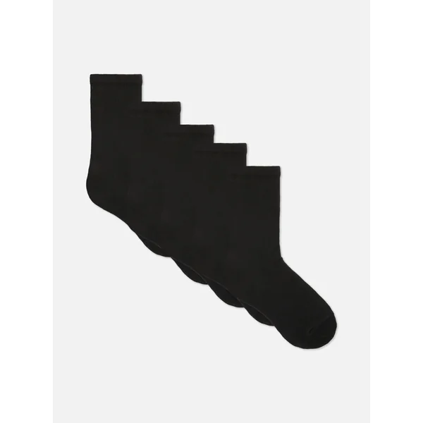 5-Pack Ribbed Crew Socks - Black