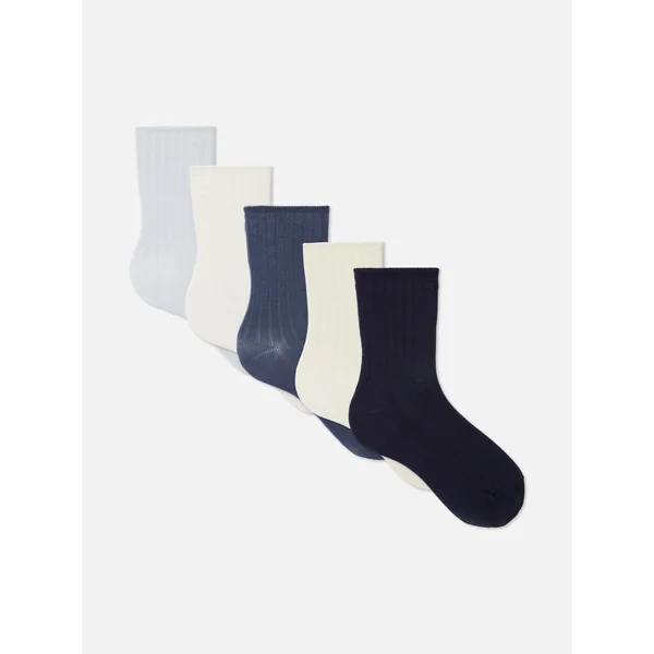 5-Pack Ribbed Crew Socks - Blue