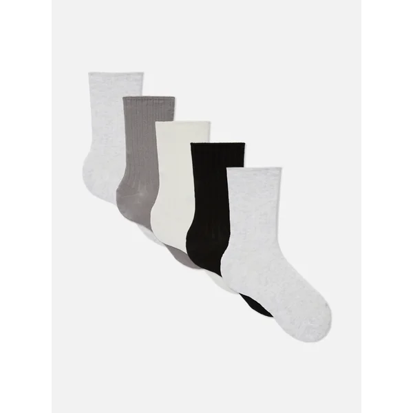 5-Pack Ribbed Crew Socks - Gray