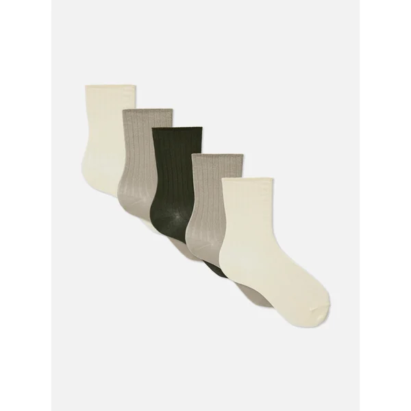 5-Pack Ribbed Crew Socks - Green