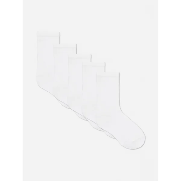 5-Pack Ribbed Crew Socks - White