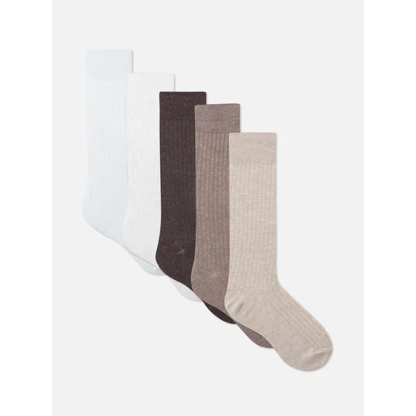 5-Pack Ribbed Slouchy Socks - Oatmeal
