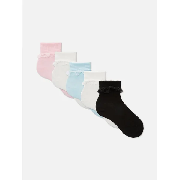 5-Pack Ruffle Trim Socks - Multi