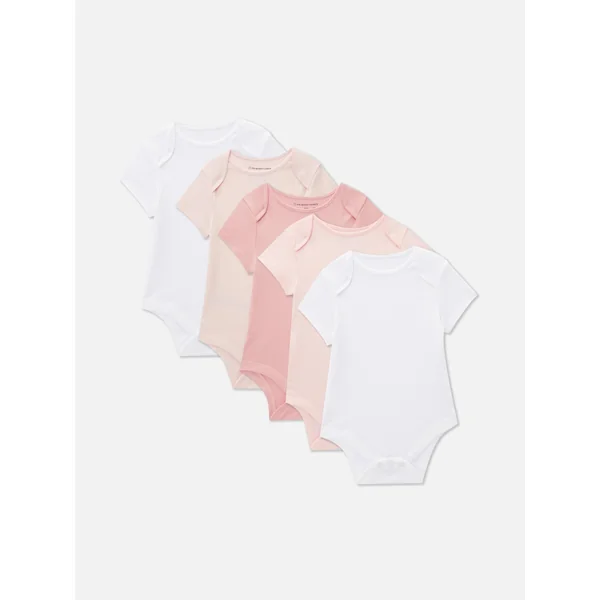 5-Pack Short Sleeve Bodysuits - Pink