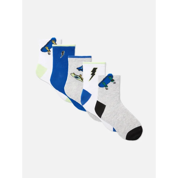 5-Pack Skater Ankle Socks - Green