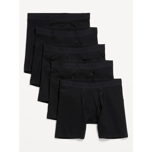 5-Pack Soft-Washed Boxer Briefs -- 6.25-inch inseam - Black Jack
