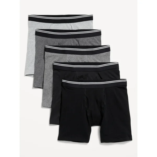 5-Pack Soft-Washed Boxer Briefs -- 6.25-inch inseam - Gray Combo