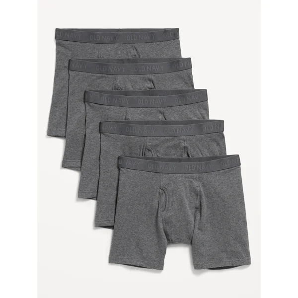 5-Pack Soft-Washed Boxer Briefs -- 6.25-inch inseam - Heather Gray