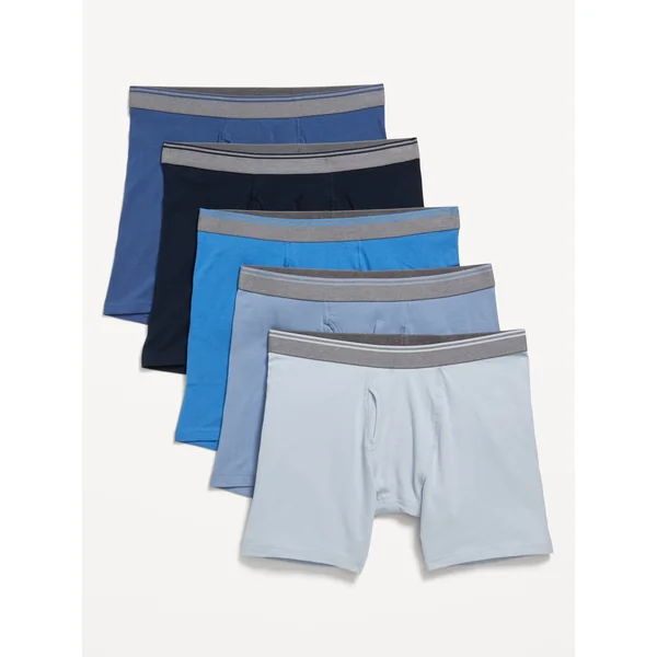 5-Pack Soft-Washed Boxer Briefs -- 6.25-inch inseam - Multi Blue
