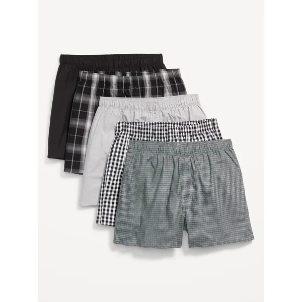 5-Pack Soft-Washed Boxer Shorts -- 3.75-inch inseam - Black/Heather Gray