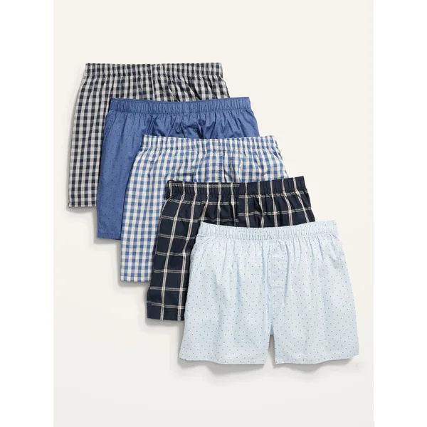 5-Pack Soft-Washed Boxer Shorts -- 3.75-inch inseam - Lt Blue Gingham