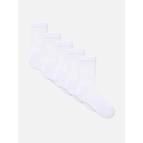 5-Pack Sports Crew Socks - White