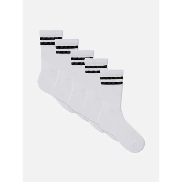 5-Pack Striped Ankle socks - White