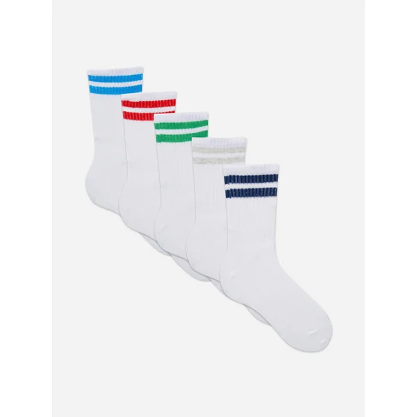 5-Pack Striped Ribbed Socks - Multi