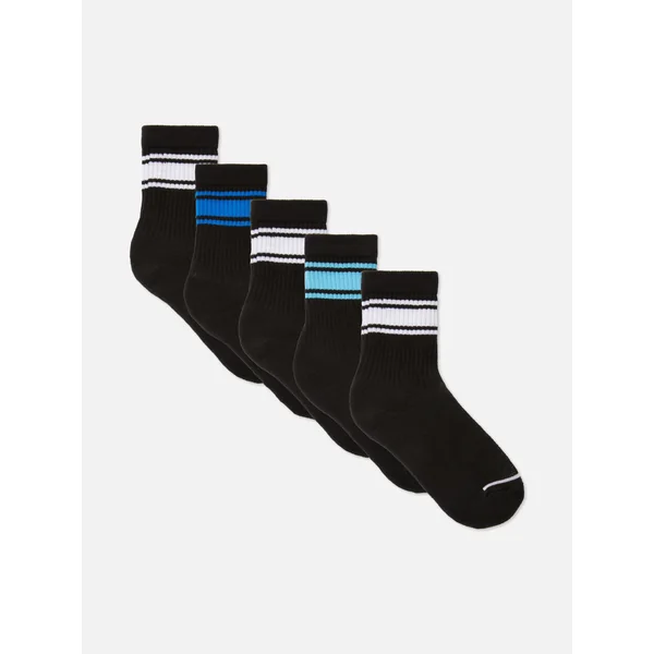 5-Pack Striped Sport Socks - Black