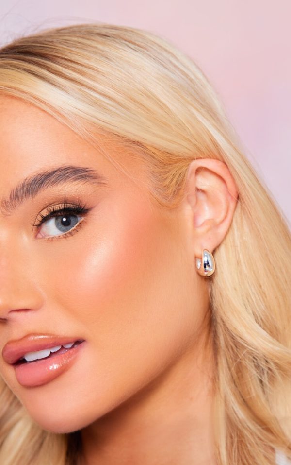 Silver Plated Drop Huggie Hoop Earrings