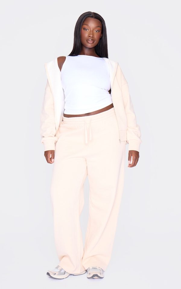 Plus Ecru Premium Wide Leg Sweat Sweatpants