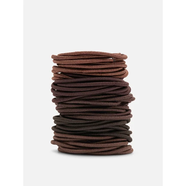 60-Pack Skinny Ponytail Holders - Brown