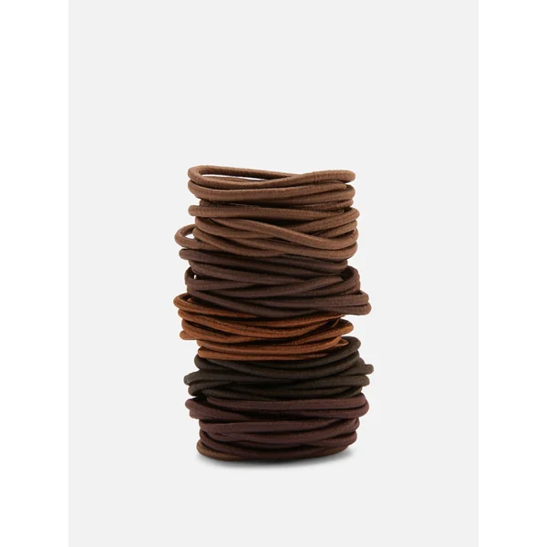 60-Pack Thick Elastic Hair Ties - Brown