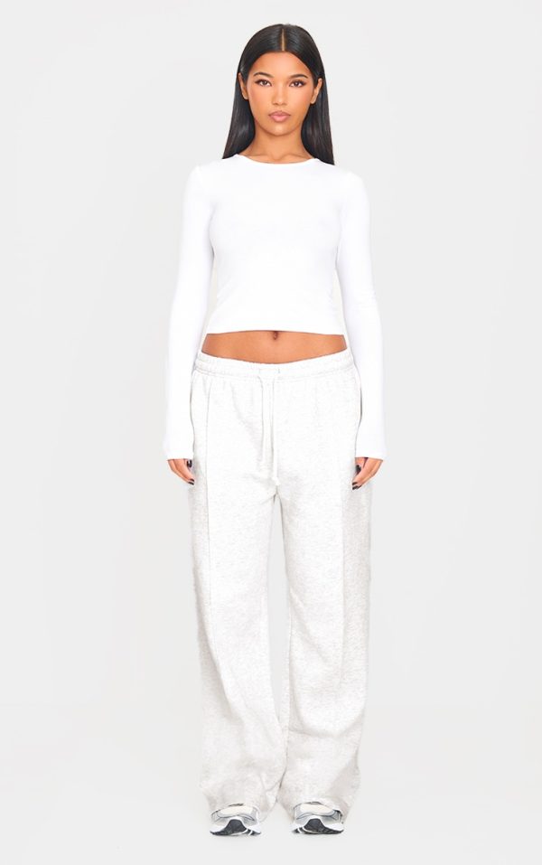 Ice Grey Pintuck Drawstring Straight Leg Sweatpants