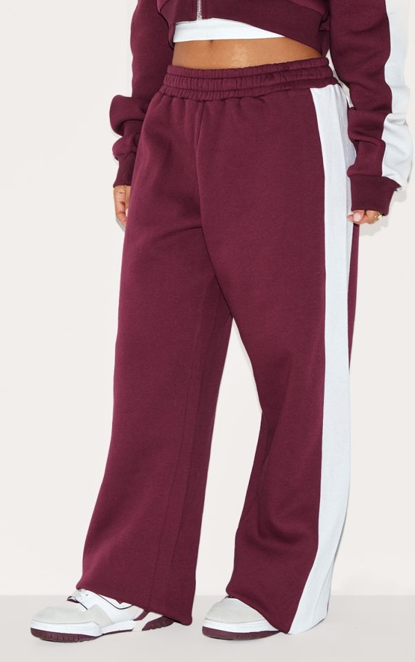 Petite Burgundy Stripe Detail Sweatpants