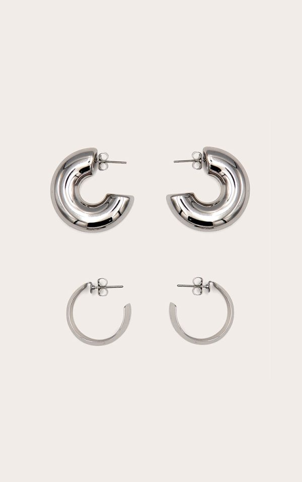 Silver Chubby Hoop Multipack