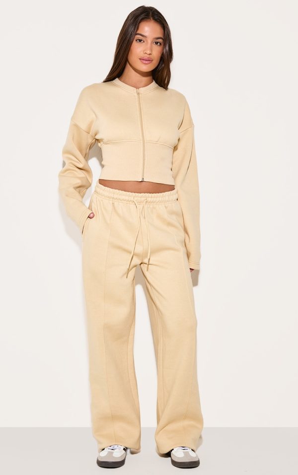 Latte Seam Detail Wide Leg Sweatpants