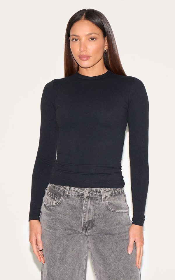 Tall Black Snatched Sculpt Long Sleeve T Shirt