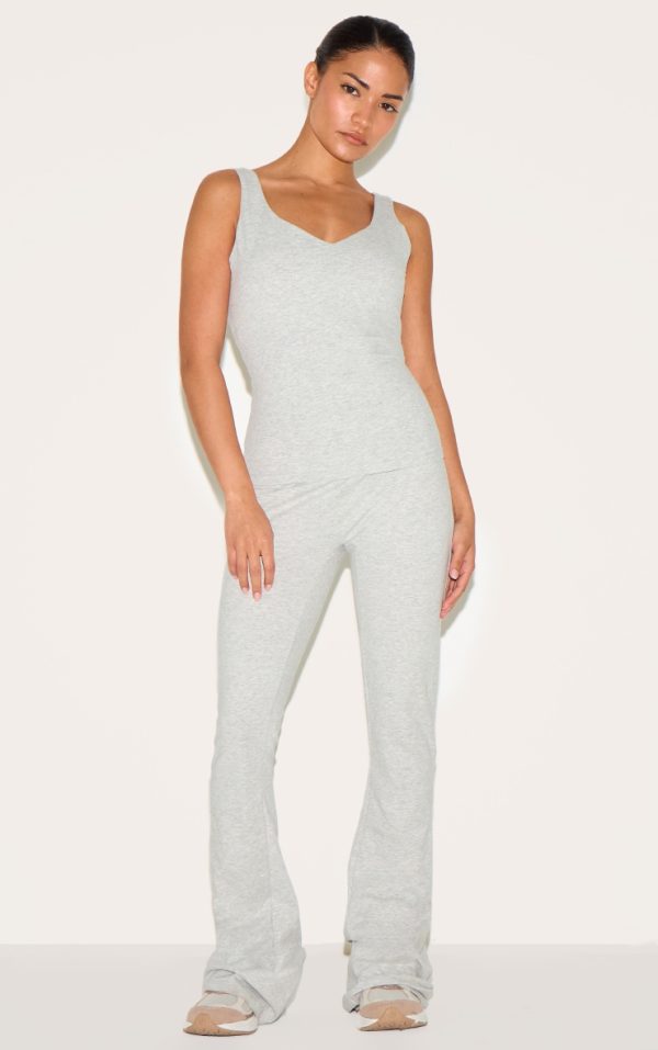 Petite Grey Marl Sculpt High Waist Flared Yoga Pants