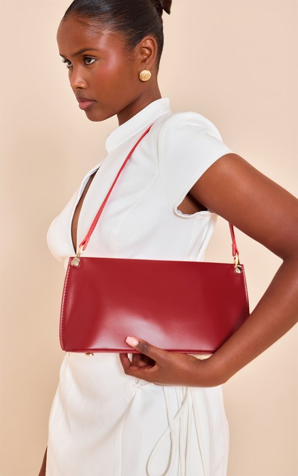 Red Matte Shoulder Teardrop Strap Bag
