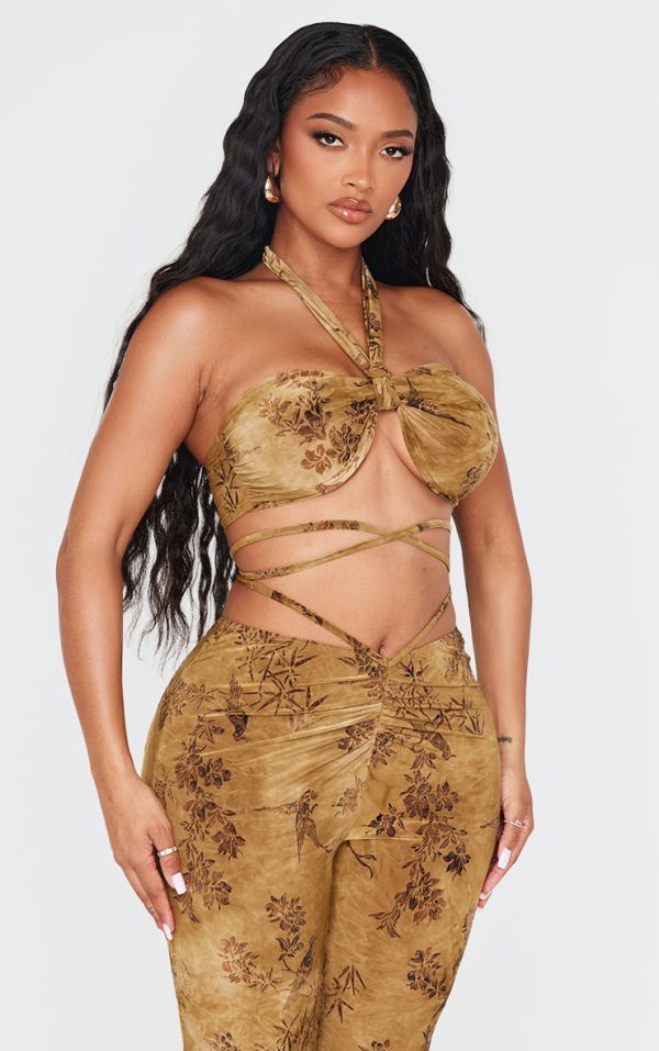 Shape Green Devore Knot Front Bralet