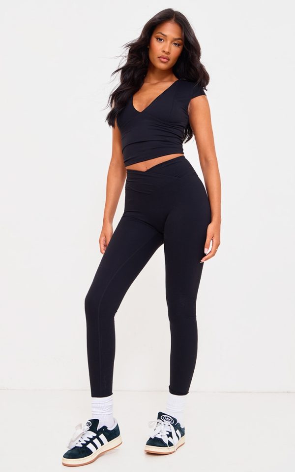 Tall Black Snatched Sculpt Wrap Over Leggings