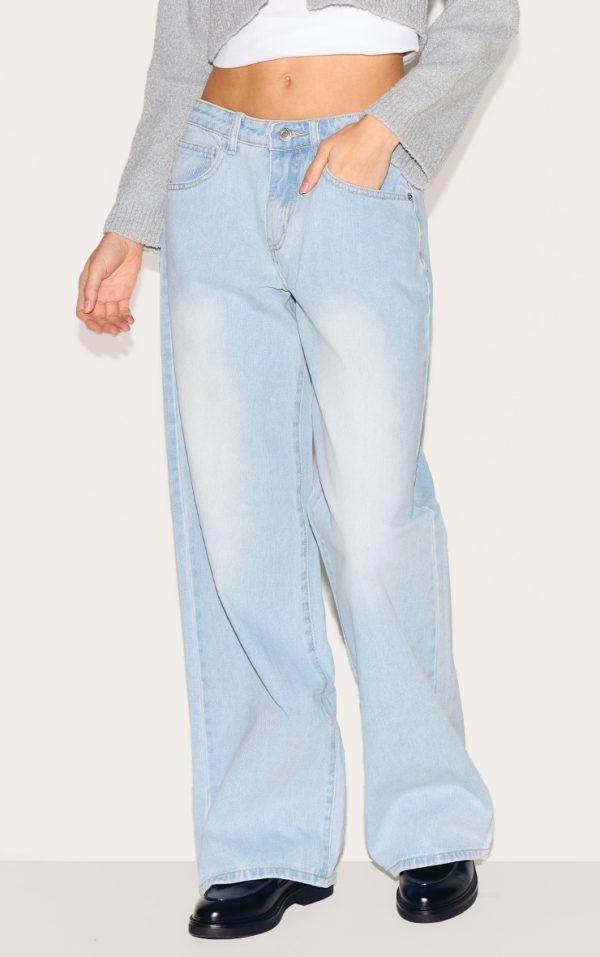 Light Blue Wash Low Rise Boyfriend Jeans