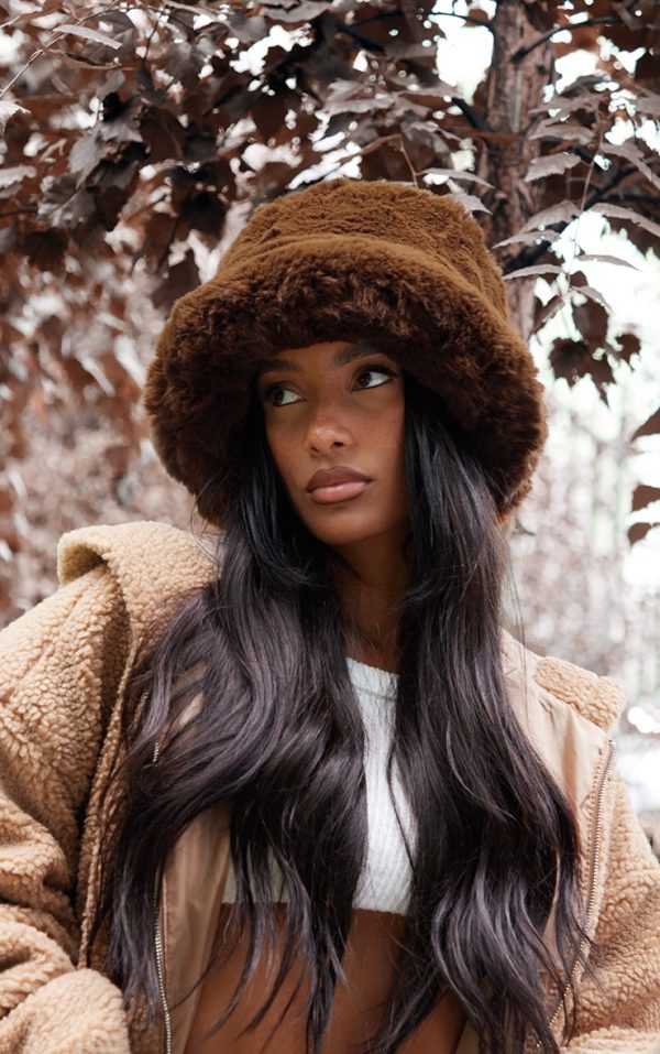 Chocolate Soft Faux Fur Oversized Hat