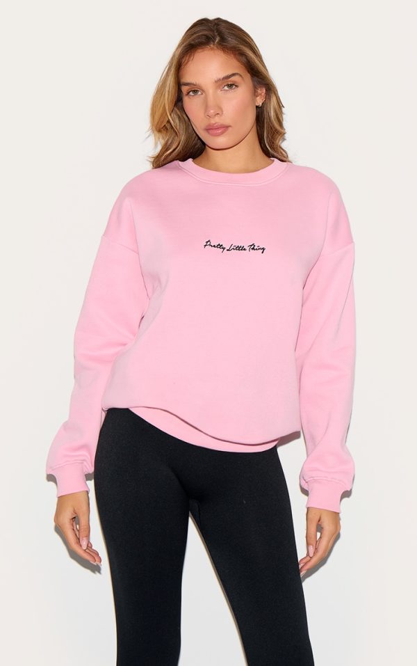 PRETTYLITTLETHING Baby Pink Basic Oversized Sweatshirt