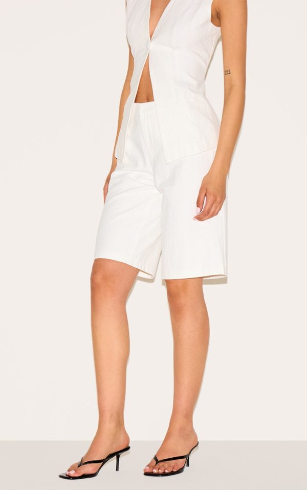 Tall White Premium Linen Look Tailored Jorts