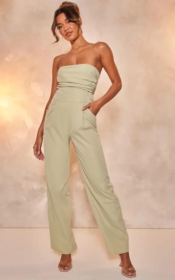 Sage Bandeau Corset Wide Leg Jumpsuit