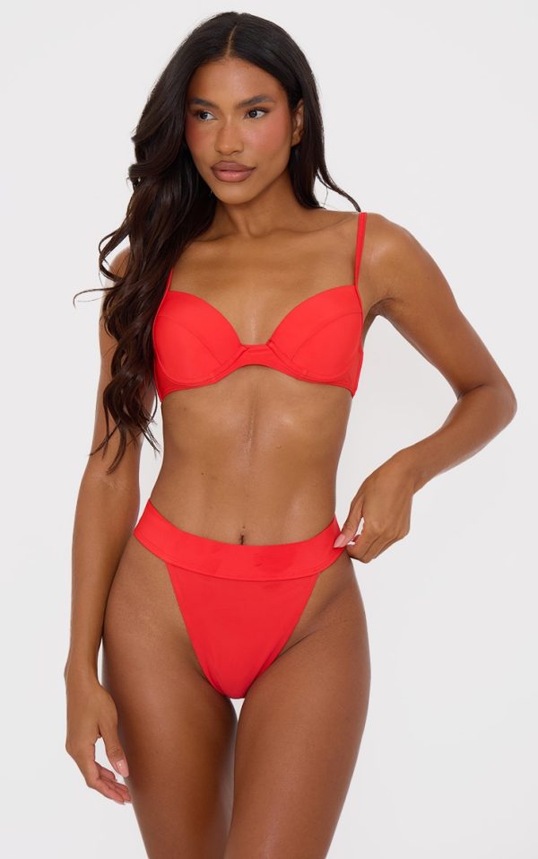 Red Push Up Cupped Underwired Mix & Match Bikini Top