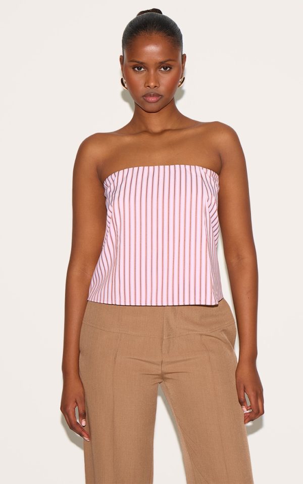 Candy Pink Striped Boxy Bandeau Top