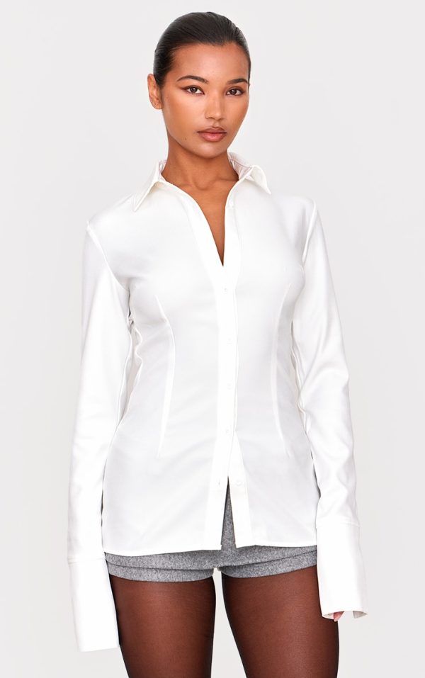 White Woven Fitted Shirt