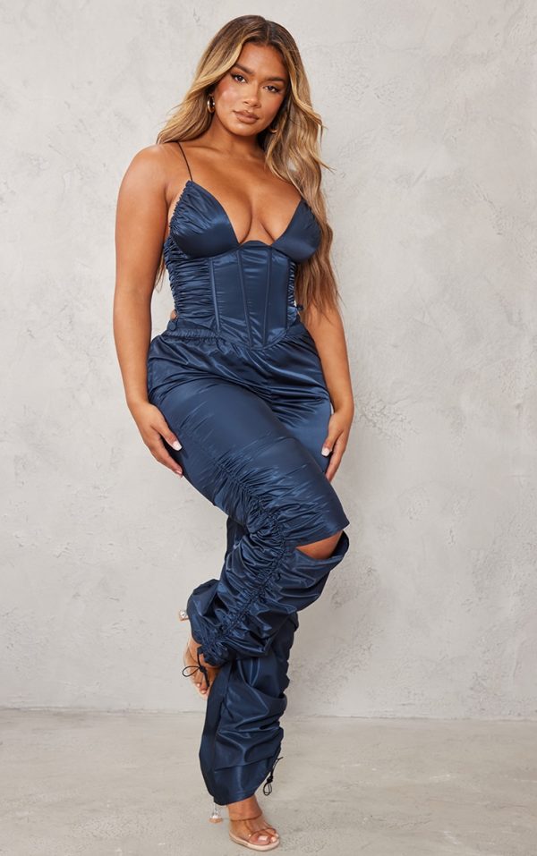 Shape Navy Shell Toggle Ruched Sweatpants