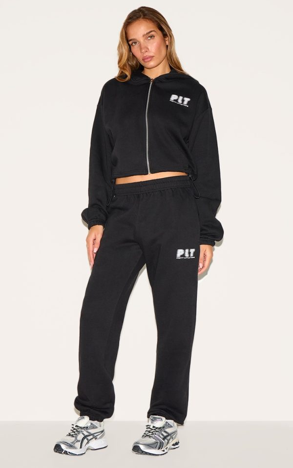 PRETTYLITTLETHING Black Oversized Cuffed Sweatpants