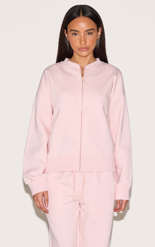 Petite Baby Pink Zip Through Sweatshirt