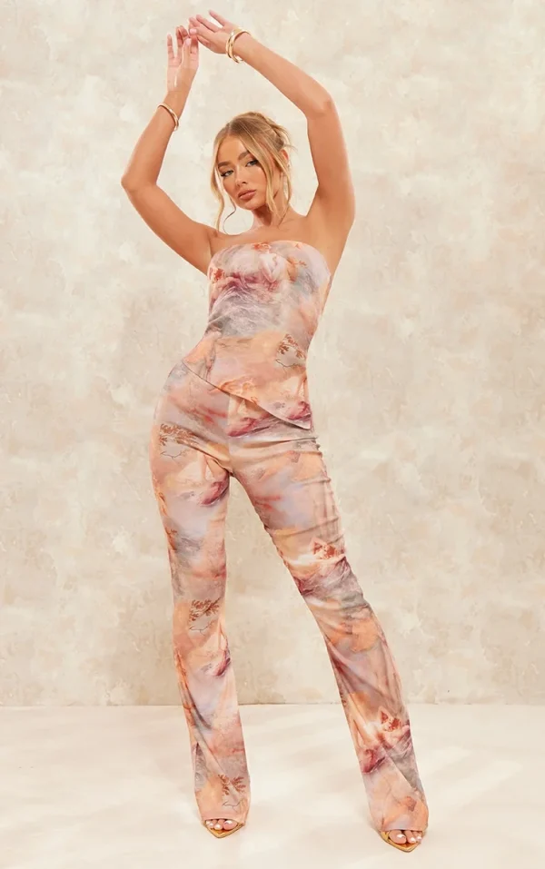 Nude Renaissance Print Stretch Woven Straight Leg Pants