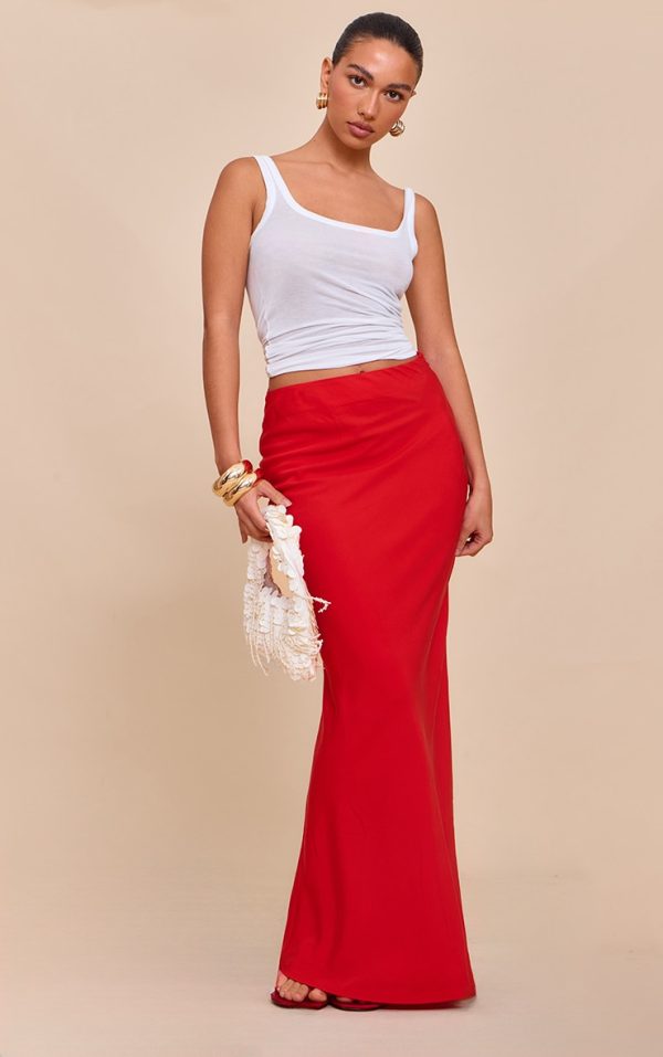 Tomato Tencel Maxi Skirt