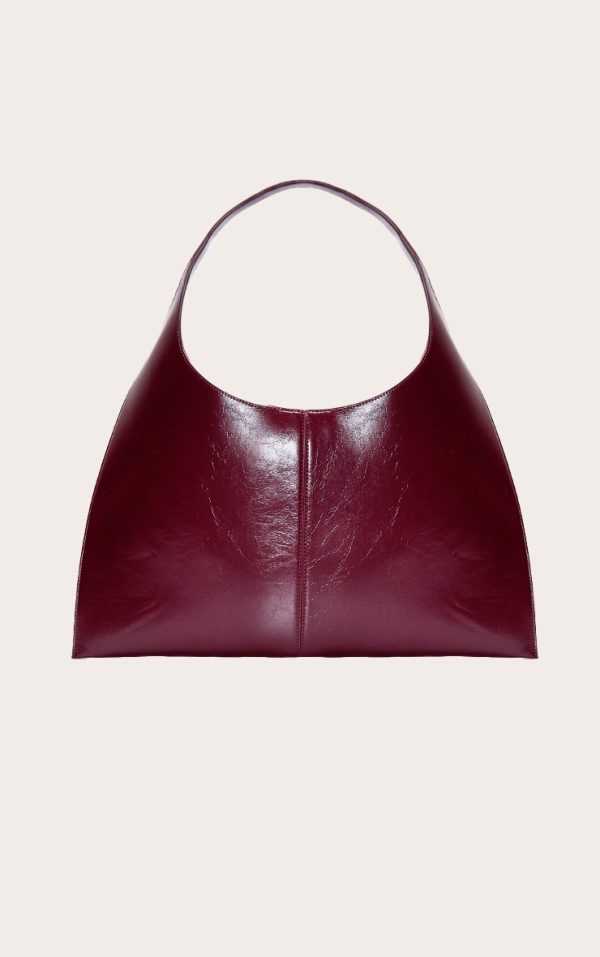 Burgundy Pu Circle Handle Shoulder Bag
