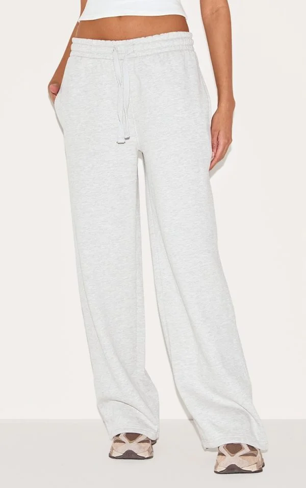 Ash Grey Premium Wide Leg Sweatpants